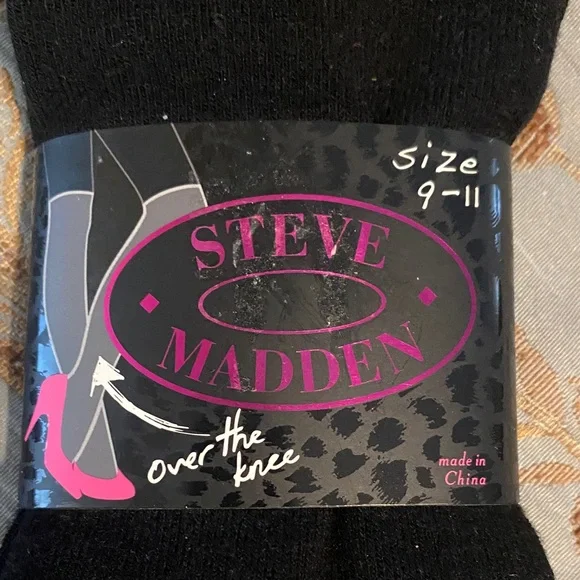 ♣️NWT Steve Madden Black Lace Trim Over the Knee Socks: 9-11 - Picture 3 of 6